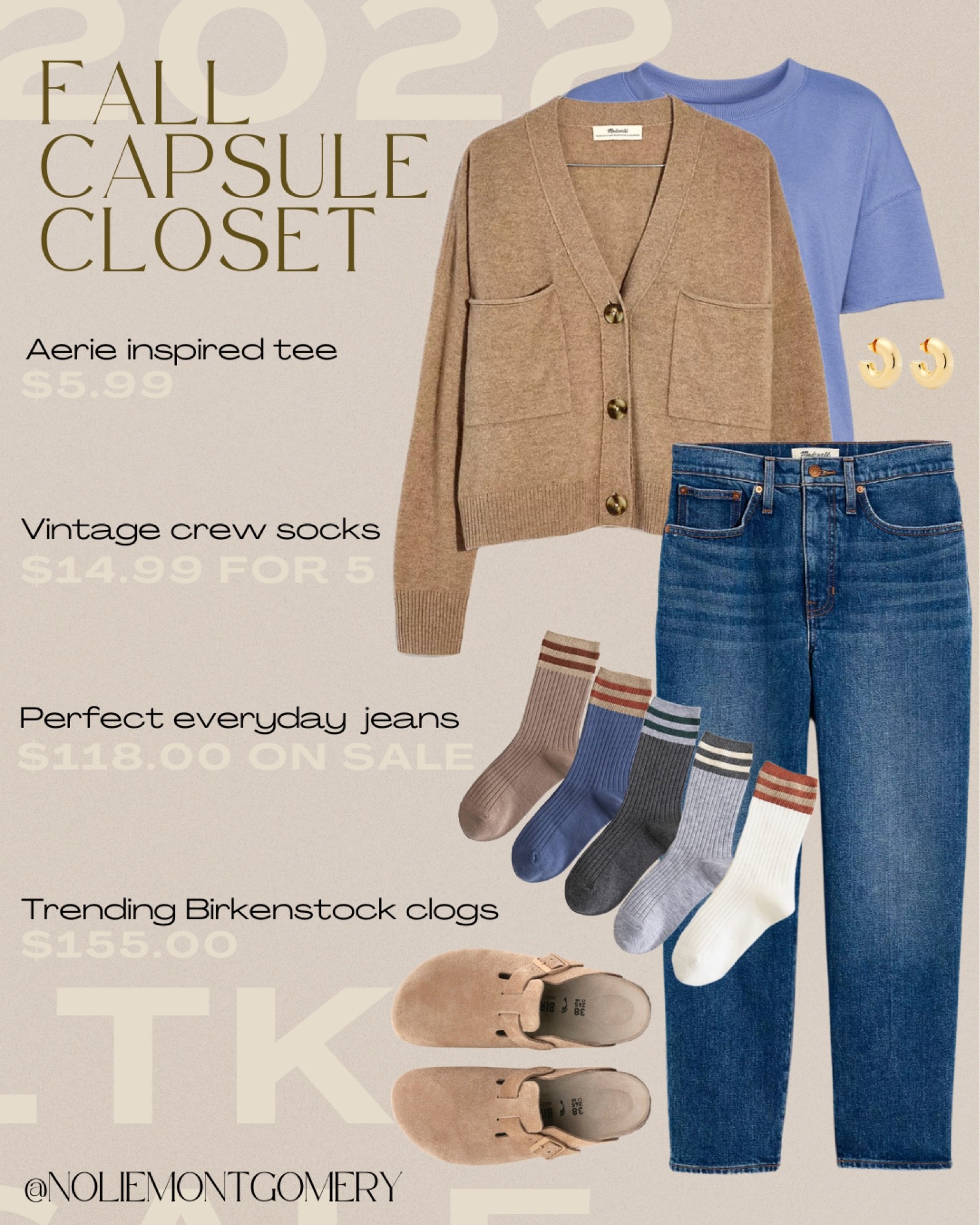 A peek inside my shopping cart for the LTK Sale this week! Including the #trending Birkenstock clogs, vintage stripped crew socks, and classic 24k gold plated hoops. 

TAGS: Princess Diana outfit. Vintage crew socks. Aerie. Madewell jeans. Cashmere sweater. Everyday hoops. Rv life. Capsule closet. Fifth wheel life. Slow living. 

#LTKSale #LTKfit #LTKSeasonal