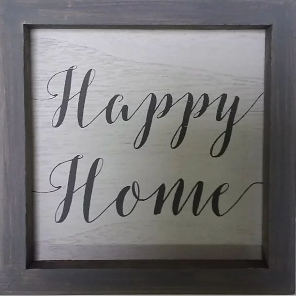 Mainstays 5" Happy Home Gray Rustic Typography Wooden Tabletop Sign - Walmart.com | Walmart (US)