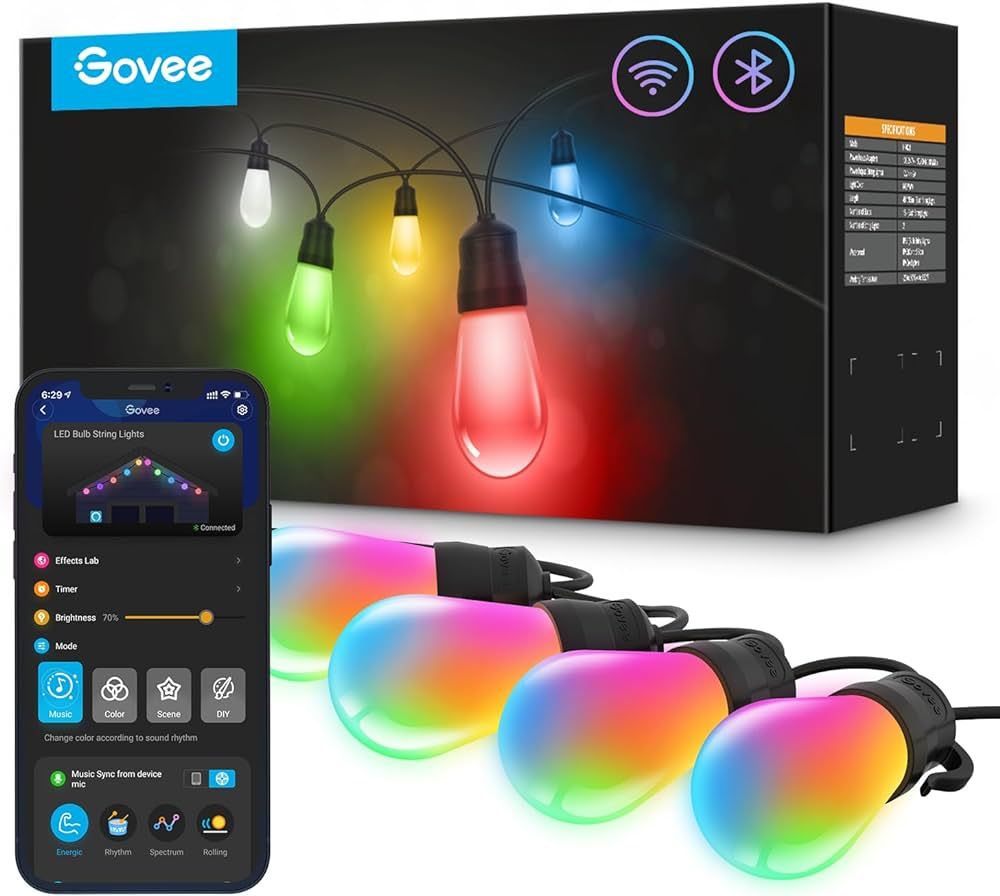 Govee Outdoor String Lights H7021, 96ft RGBIC Halloween Lights Outdoor with 30 Dimmable IP65 Wate... | Amazon (US)