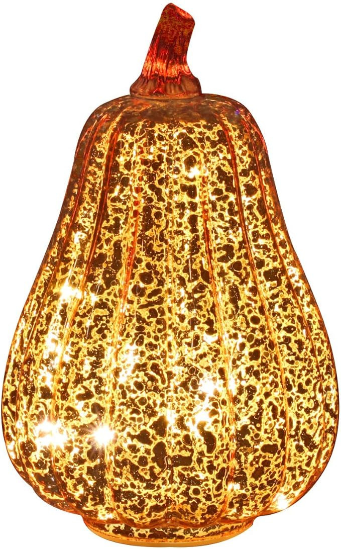 Amazon.com: Romingo Mercury Glass Pumpkin Light with Timer for Halloween Pumpkin Decorations Fall... | Amazon (US)