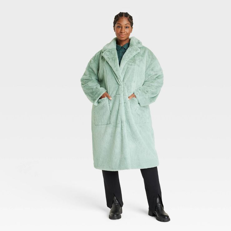 Women's Plus Size Curly Faux Fur Jacket - Ava & Viv™ | Target