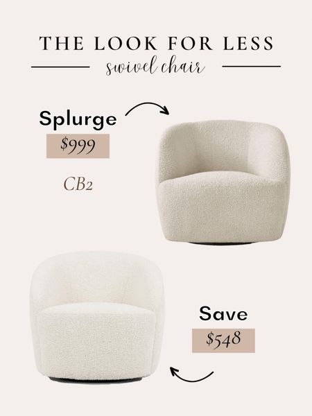 Boucle swivel chair dupe. Cb2 inspired swivel chair for half the price  Get the look for less! 