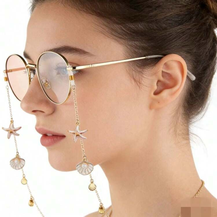 1pc Metal Pearl Scallop Starfish Eyeglasses Chain, Suitable For Women's Travel & Holiday Glasses ... | SHEIN