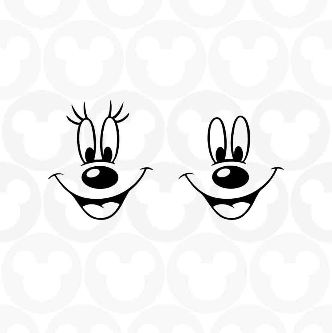 Mickey Minnie Mouse, Smiling Face, Lashes, Mouth, Svg Png Formats, Instant Download, Silhouette, ... | Etsy (US)