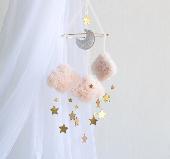 Baby mobile girl, mobile bebe,  Cloud baby mobile with stars  and crystals for nursery, girl bedr... | Etsy (US)