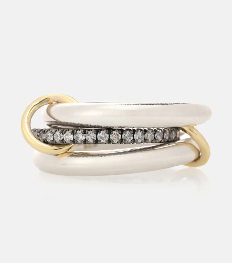 Libra Noir sterling silver and 18kt gold rings with diamonds | Mytheresa (UK)
