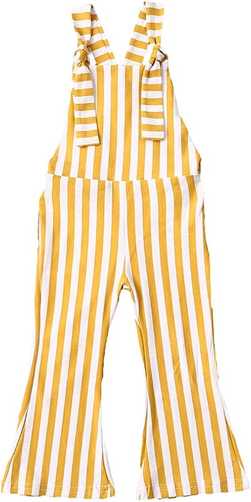 Toddler Kids Baby Girl Stripes Bell-Bottom Jumpsuit Romper Overalls Pants Outfits | Amazon (US)