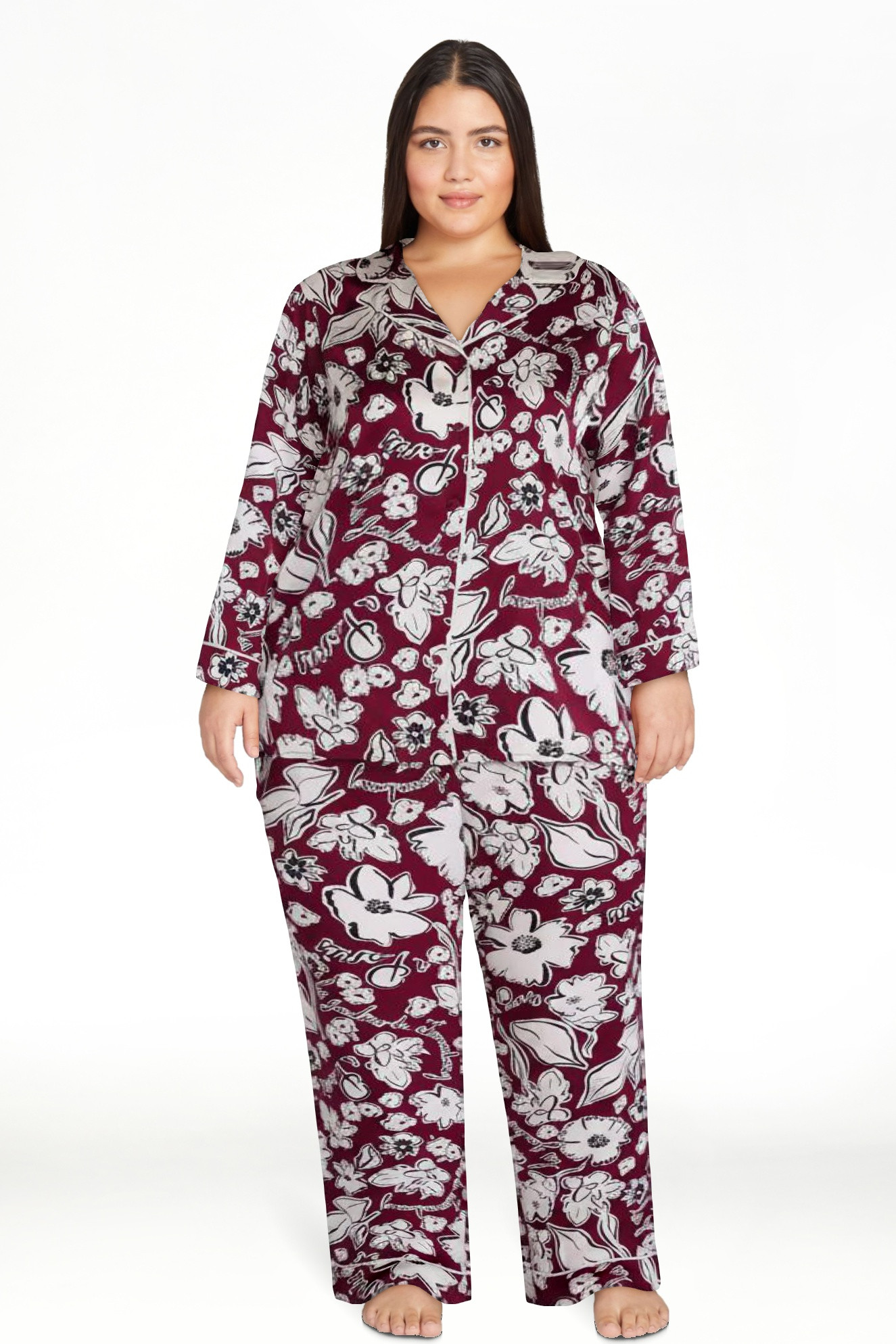 Joyspun Women\u2019s Stretch Satin Sleep Top and Pants, 2-Piece Set, Sizes XS to 3X | Walmart (US)