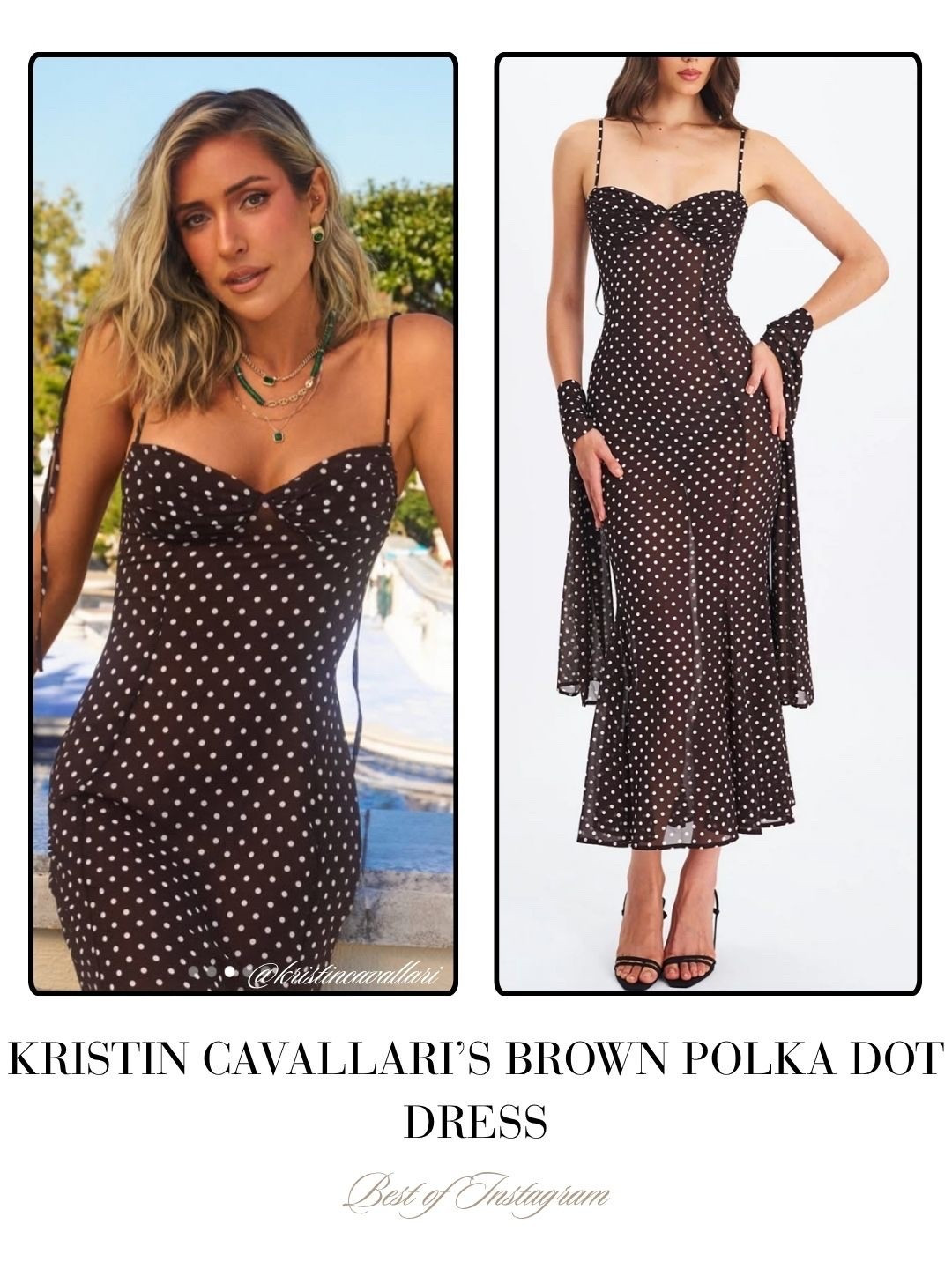 Kristin Cavallari’s Brown Polka Dot Dress 📸 = @kristencavallari