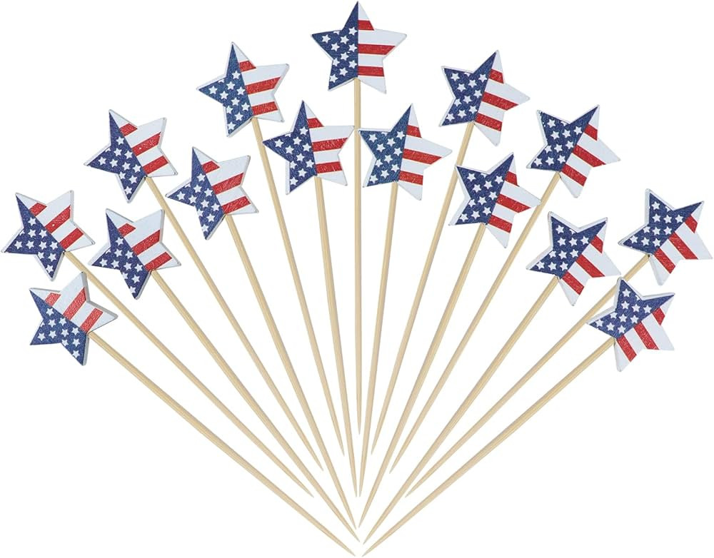 50 PCS Bamboo Cocktail Picks, 5.5 Inch Long Decorative Toothpicks Skewers for Appetizers, Fruits and Drink Garnish, Holiday Birthday Party Decorations (USA) | Amazon (US)