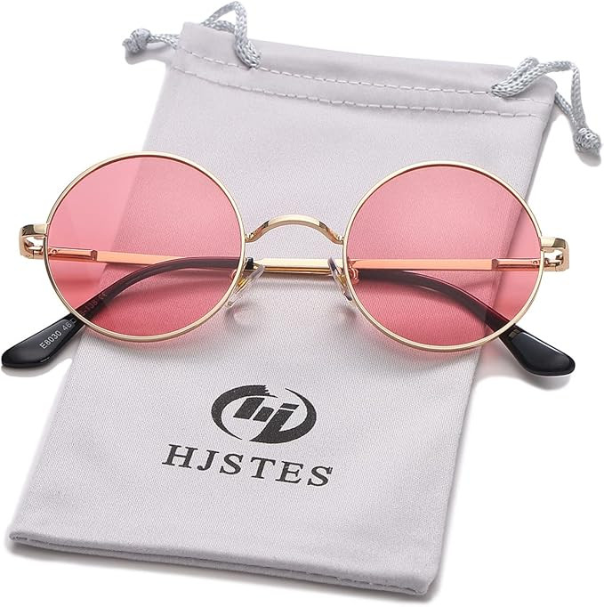 HJSTES Polarized Round Sunglasses Womens Men Retro Hippie Glasses Small Circle Sunnies | Amazon (US)
