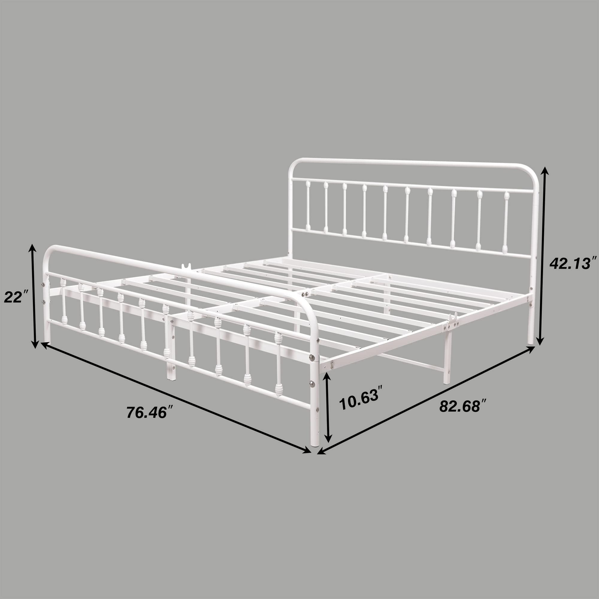 DUMEE King Size Bed Frame and Headboard with Footboard, Metal Bed Frame King with Storage Under B... | Amazon (US)
