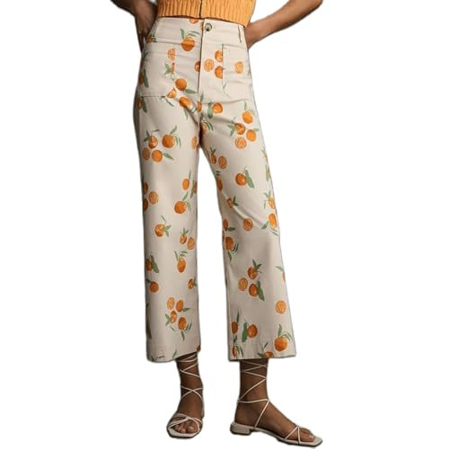 Muineobuka Women Y2k Fruit Print Jeans Graphic Print High Neck Straight Leg Denim Pants Aesthetic Jeans Summer Streetwear | Amazon (US)