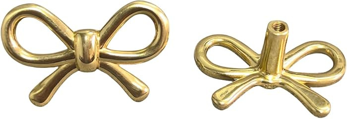 2 Pack Solid Brass Bow Drawer Knobs, Gold Bow Knobs for Kitchen Cabinet Hardware, Vintage Vanity ... | Amazon (US)