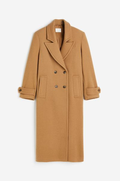 Wool-blend coat - Dark beige - Ladies | H&M GB | H&M (UK, MY, IN, SG, PH, TW, HK)
