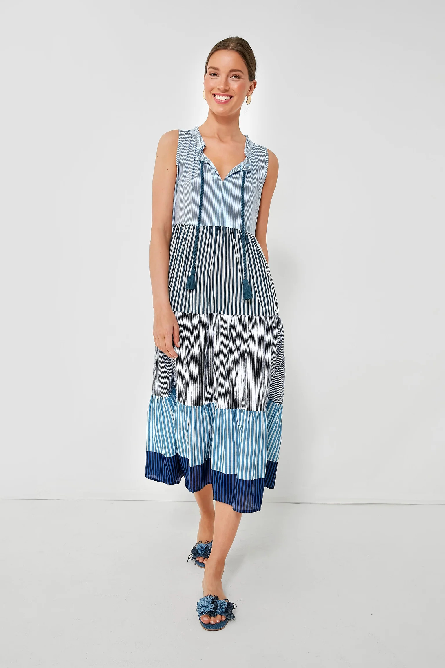 Aquamarine Stripe Salty Paloma Caftan | Tuckernuck (US)