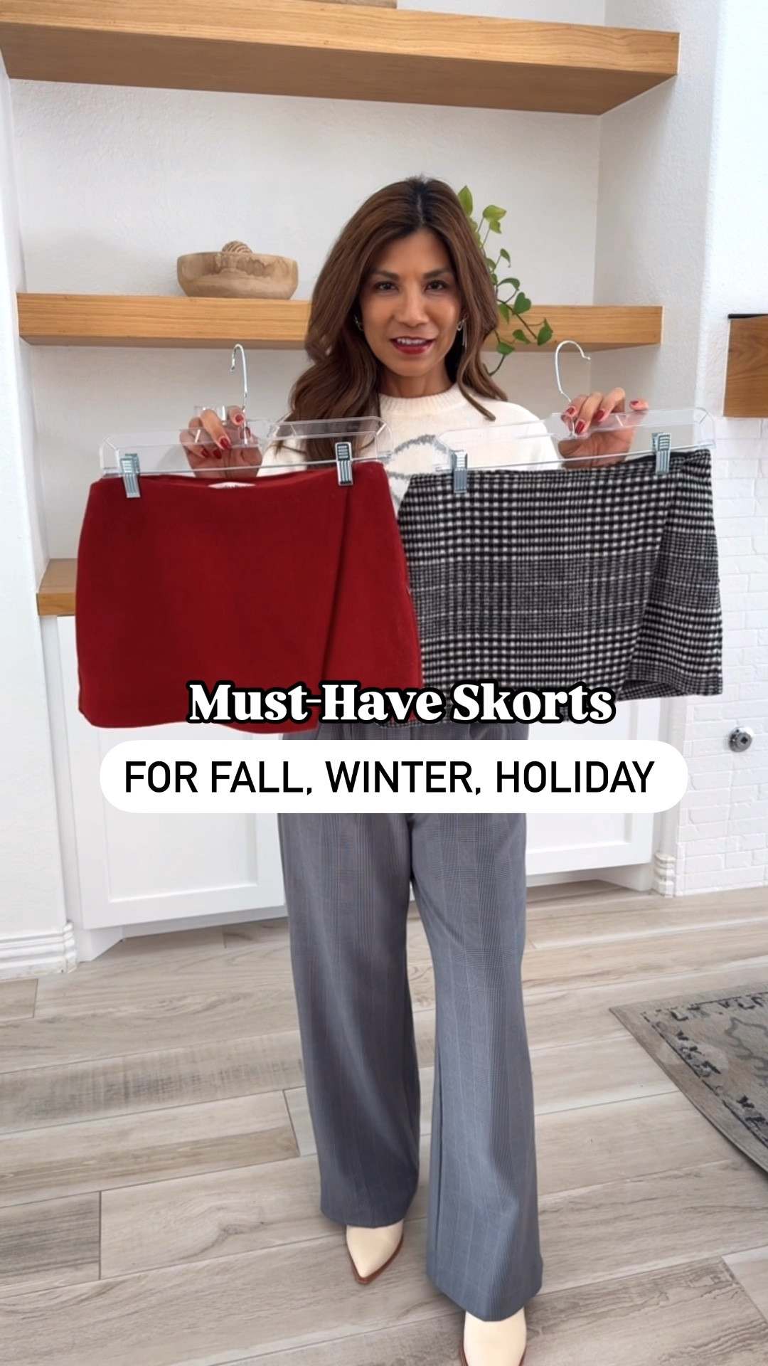 Skorts in XS tts. I’m 5’2”.
Fleece lined tights in S-M. Color Black Sheer Coffee.
Faux fur coat in XS(armpit a little tight, will exchange for small). Sooo soft.
Both sweaters in XS. Runs big size down.
Suede boots fit tts. 
Black fitted top in medium I sized up. 
Trousers at beginning in size 2 short length, gray plaid. 
All accessories are linked.
Fav red lips in shade 861; lipliner in shade Main Character.
Abercrombie style, Amazon  finds, fall outfits, winter outfit, holiday ourfuts, Christmas outfits, office party, work party, NYE, fashion over 50, midlife fashion, petite fashion, fashion over 40, affordable fashion.  

#LTKStyleTip #LTKHoliday #LTKOver40