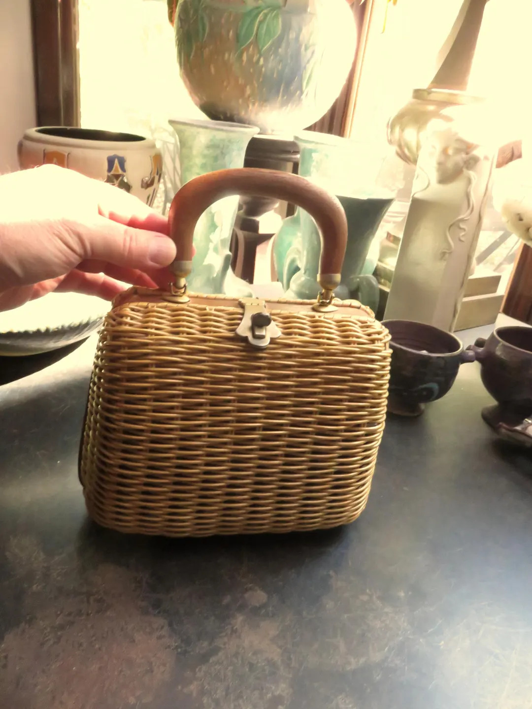 Vintage 1950's 1960's Wicker Wood Purse - Etsy | Etsy (US)