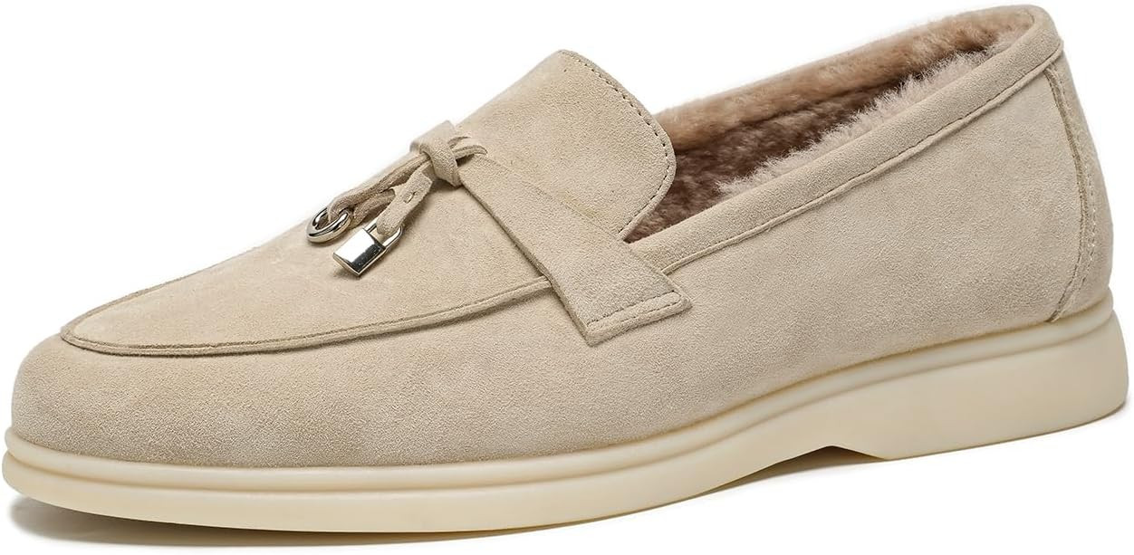BEAU TODAY Women's Suede Loafer Flats，Slip On Penny Loafers Work Shoes | Amazon (US)