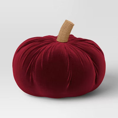 Shaped Velvet Pumpkin Throw Pillow Red - Threshold™: Halloween Decor, Modern & Traditional Style, Indoor Use | Target