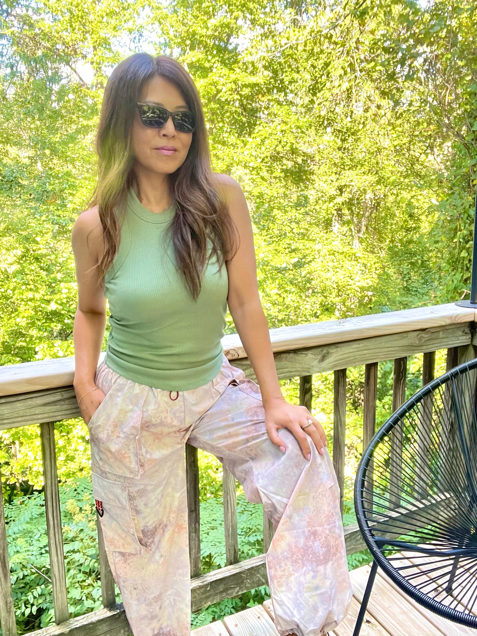 Fabletics high neck rib Tank in palm leaf and the heights cargo pants in lander | both in size small #ltkfashion

#LTKstyletip #LTKfitness