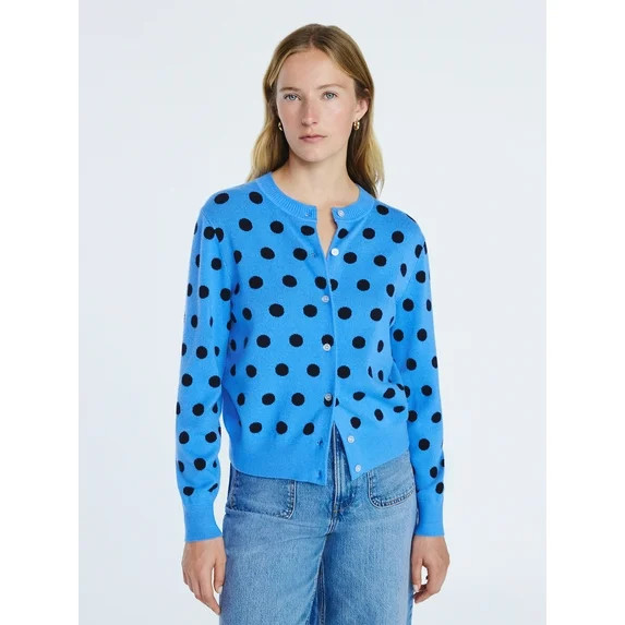 Free Assembly Women's and Women's Plus Solid, Stripe, & Print Classic Cozy Yarn Cardigan Sweater,... | Walmart (US)