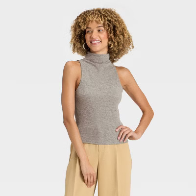 Women's Brushed Microfleece Tank Top - A New Day™ Gray XL | Target