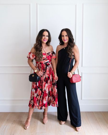 Floral or black - which 40% off outfit is your fave? 🌺 ICYMI, we have a brand new @express sale try on session now on our IG stories! It’s all 40-50% off too! These oh so chic outfits are part of the sale that ends tonight as well. We sized up one in both for the best fit. Our versatile shoes are on sale too! 🛍️ We have it all linked with the LTK app or head to our link in bio. Happy Shopping! ☺️ ~ L & W 

#LTKFind #LTKsalealert