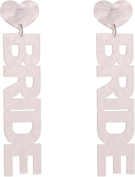 Bride Gifts Pearl Rhinestone Bride Letter Earrings For Women Bride Accessories For Bachelorette P... | Amazon (US)