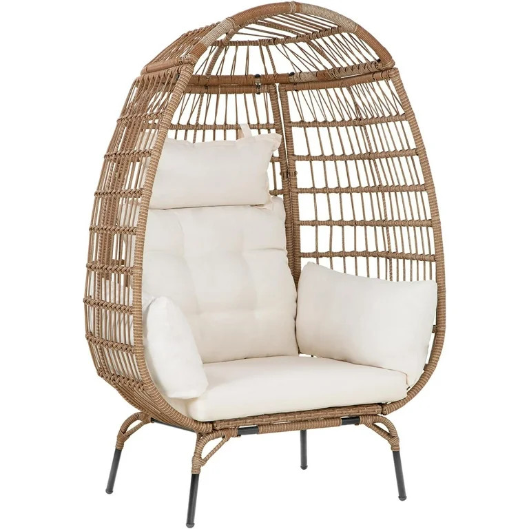 YRLLENSDAN Egg Chair Indoor Outdoor Egg Basket Lounge Chair Rattan Chair Steel Frame Oversized In... | Walmart (US)