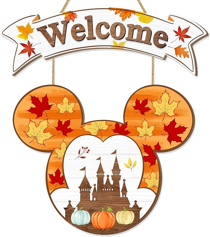 Fall Mouse Welcome Door Sign, Thanksgiving Wall Decor Autumn Harvest Mouse Wood Hanging Sign for ... | Amazon (US)