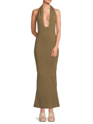 Plungeneck Ribbed Maxi Dress | Saks Fifth Avenue OFF 5TH