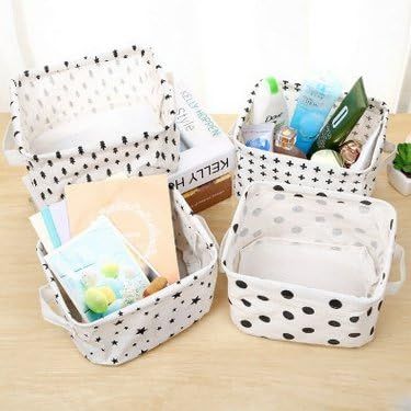 Amazon.com: 4 Pack Canvas Storage Basket Bins, Home Decor Organizers Bag for Adult Makeup, Baby T... | Amazon (US)