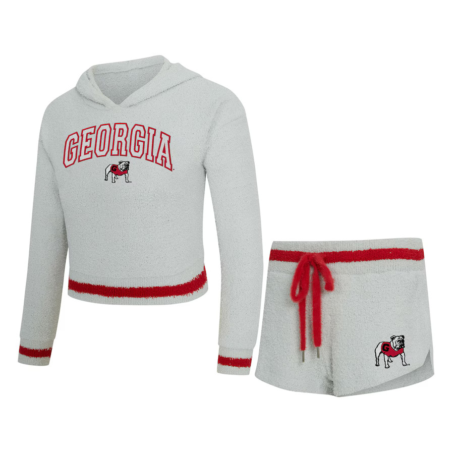 Georgia Bulldogs Concepts Sport Women's Whitley Long Sleeve Hoodie Top & Shorts Set - Gray/Red | Fanatics