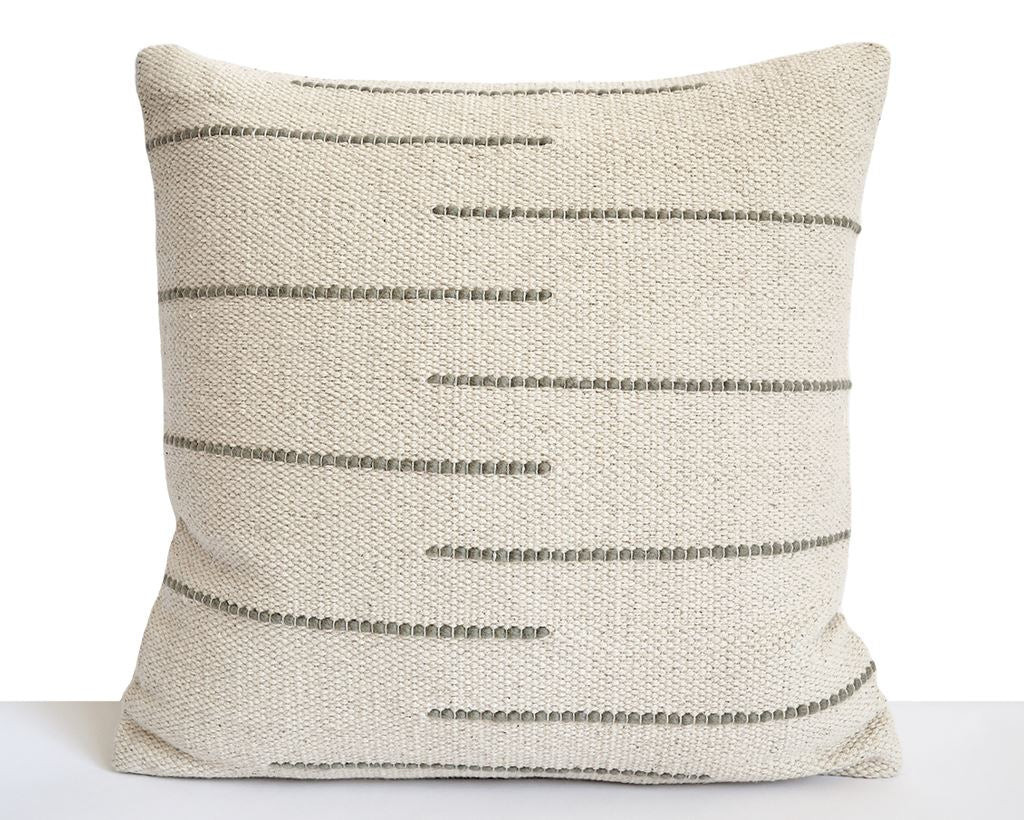 Handwoven Ecru and Mist Green Pillow Cover | Coterie, Brooklyn