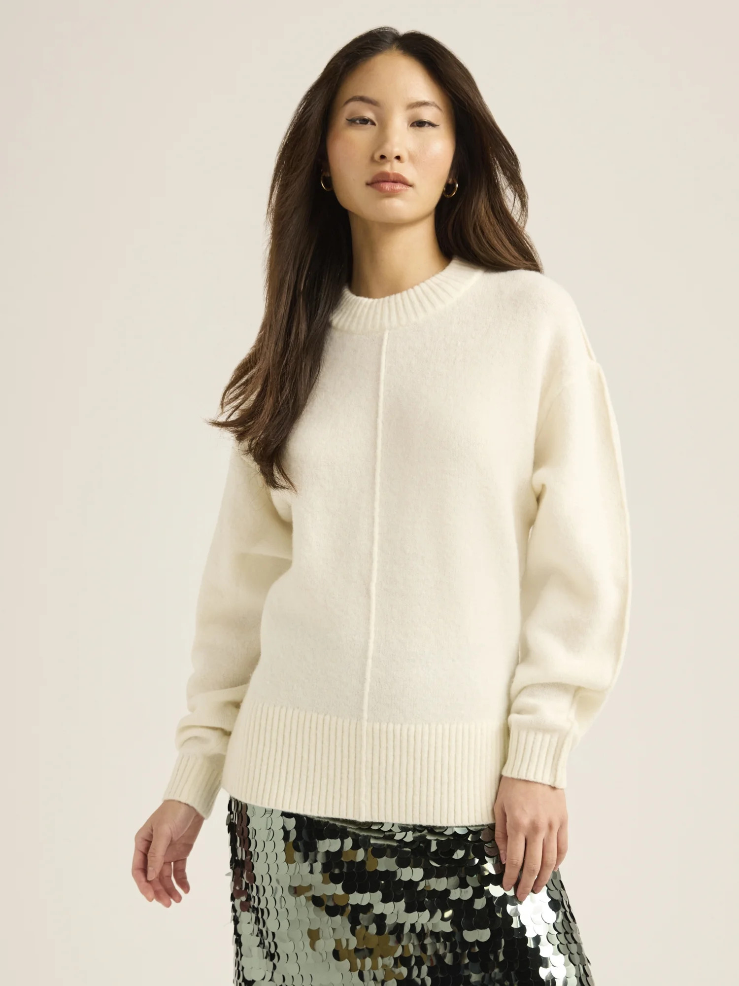 Scoop Women’s & Women's Plus Reverse Seam Crewneck Sweater, Lightweight, Sizes XS-4X | Walmart (US)