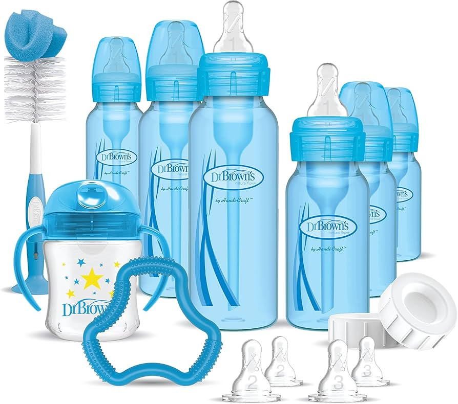 Dr. Brown's Natural Flow Anti-Colic Options+ Special Edition Blue Baby Bottle Gift Set with Soft ... | Amazon (US)