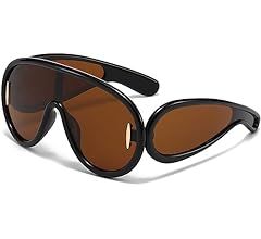 PORADAY Fashion Wave Mask Sunglasses for Women Men Trendy Oversized Sun Glasses Luxury Designer Y... | Amazon (US)