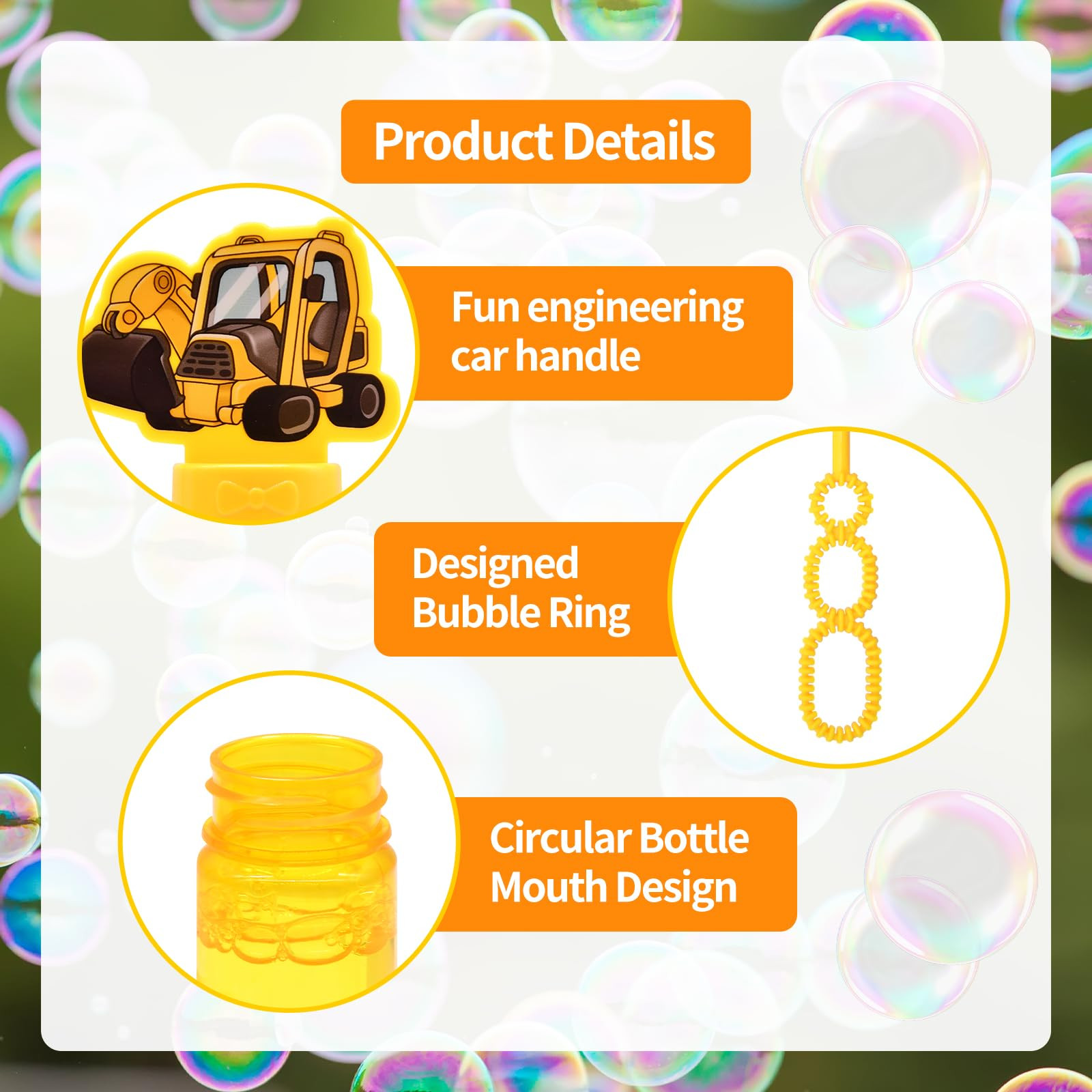 24 Pack Construction Truck Bubble Wands for Kids - Large Excavator and Bulldozer Bubbles Bulk wit... | Amazon (US)
