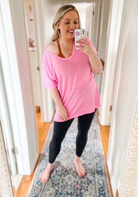 Perfect weekend outfit. Oversized comfy t-shirt and leggings. You could also use this shirt for a cover up!

Top-small 
Leggings- medium 



#LTKunder50 #LTKFind #LTKsalealert