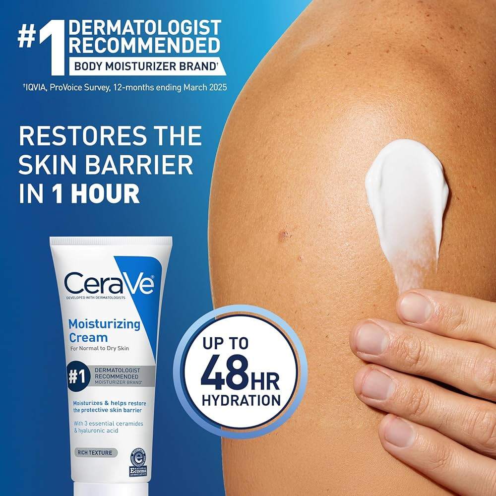 CeraVe Moisturizing Cream, Face Body Moisturizer, Normal to Dry Skin, 8 Fl Oz | Amazon (US)