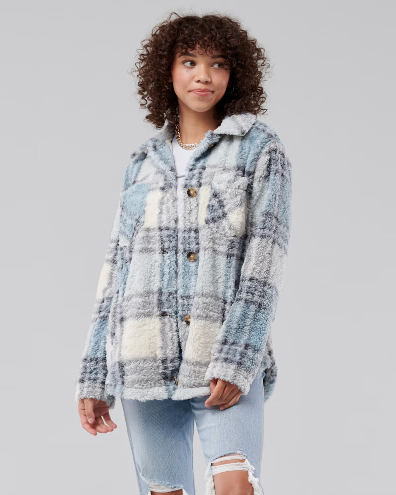 Girls Sherpa Shirt Jacket | Girls Jackets & Coats | HollisterCo.com | Hollister (US)