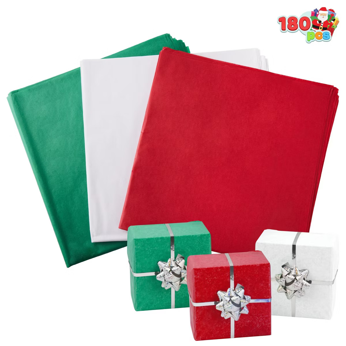 Joyfy 36/180 Sheets Christmas Tissue Paper (Red, Green & White), 20"x 20" Gift Wrapping Paper for... | Target