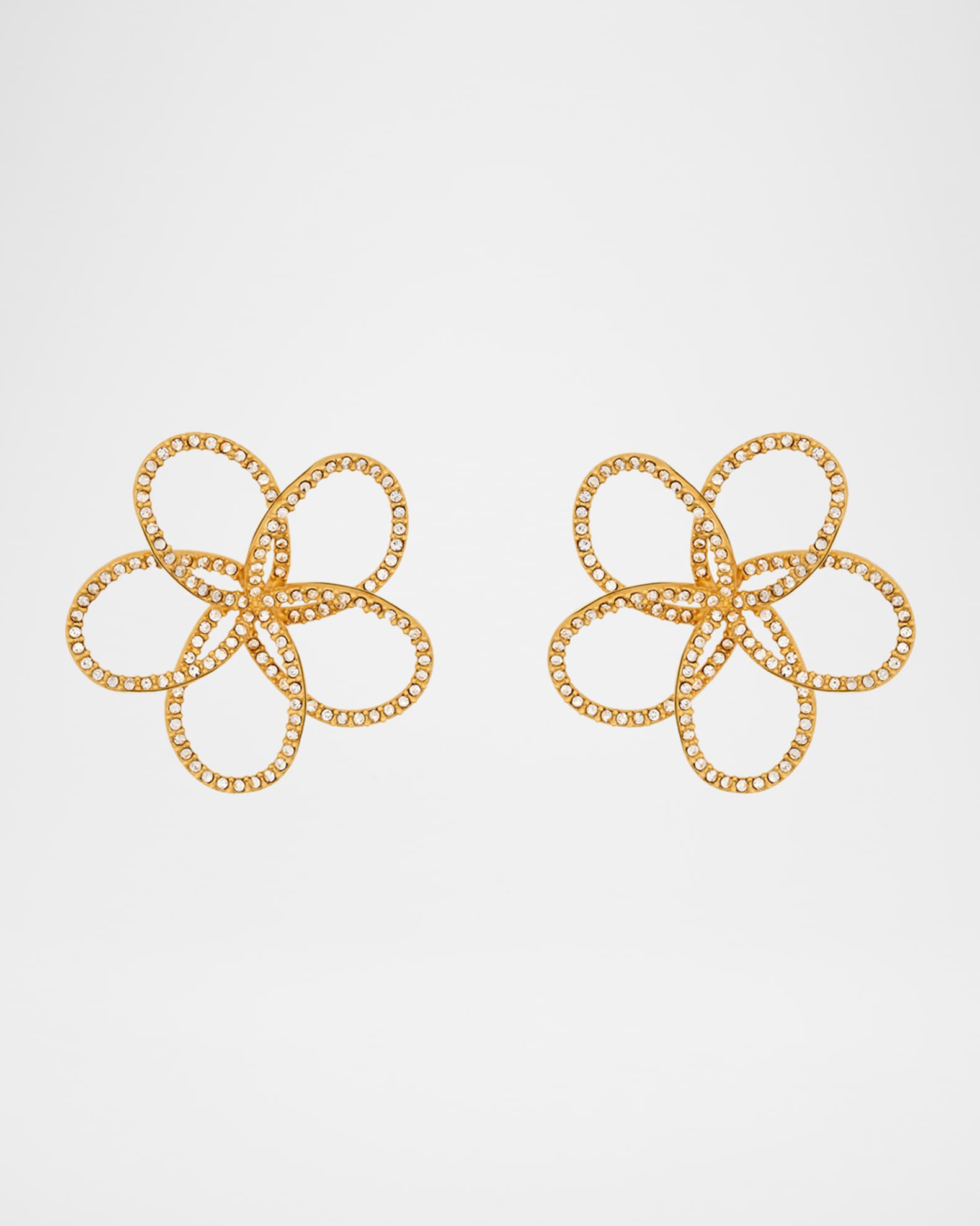 Flower Rhinestone Chain-Link Earrings | Neiman Marcus