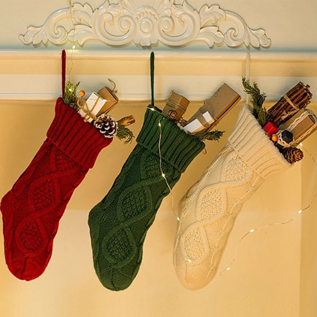 3 Pcs 14.57'' Christmas Stockings, Personalized Cozy Cable Knit Hanging Stocking Christmas Gift B... | Walmart (US)
