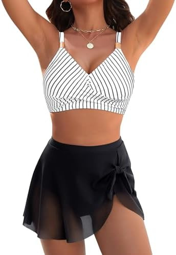 Blooming Jelly Womens High Waisted Bikini Set Gold Metal Two Piece Swimsuits Tummy Control Tie Kn... | Amazon (US)