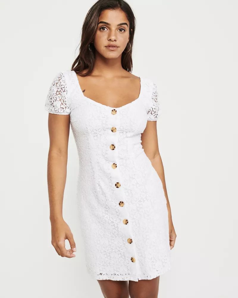 Button-Up Lace Dress | Abercrombie & Fitch US & UK