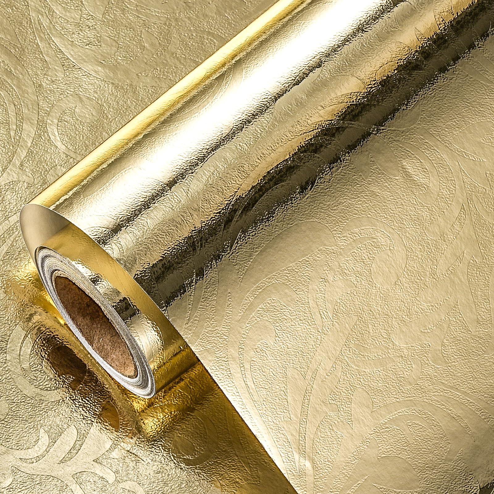 LeZakaa 3D Embossed Floral Foil Gold Wrapping Paper, Vintage Flower Metallic Foil for Birthday Ch... | Amazon (US)