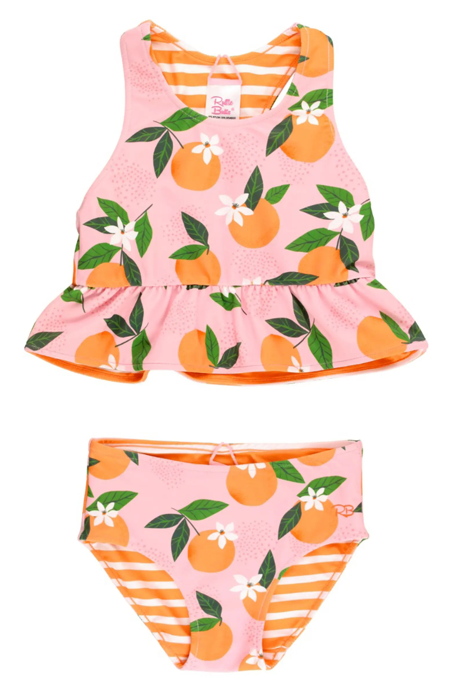 Kids' Orange You the Sweetest Reversible Two-Piece Swimsuit | Nordstrom