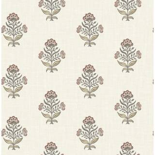Chesapeake Hollyhock Rust Red Floral Crest Wallpaper 4148-27420 - The Home Depot | The Home Depot